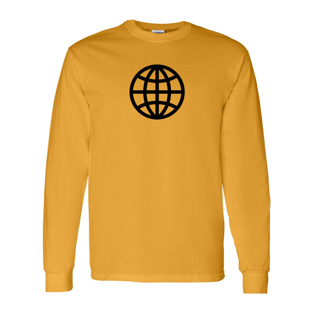 Men's  Internet Globe Gildan Heavy Cotton Long Sleeve T-Shirt