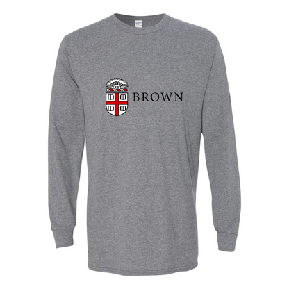 Men's Brown University Gildan Heavy Cotton Long Sleeve T-Shirt
