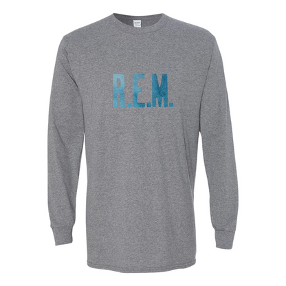 Men's  R.E.M. Blue  Gildan Heavy Cotton Long Sleeve T-Shirt