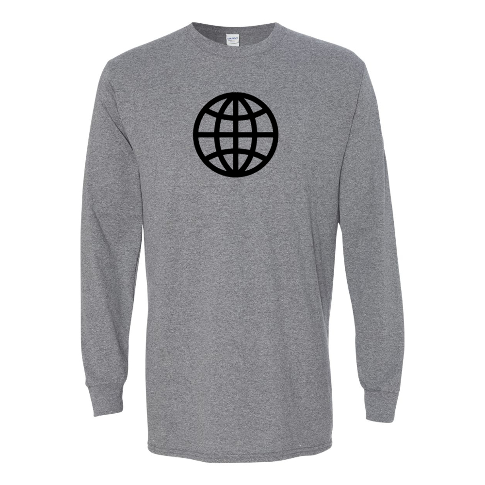 Men's  Internet Globe Gildan Heavy Cotton Long Sleeve T-Shirt