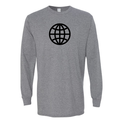 Men's  Internet Globe Gildan Heavy Cotton Long Sleeve T-Shirt