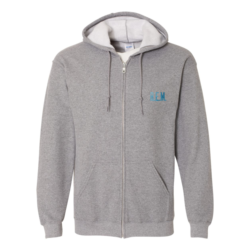 Men's R.E.M. Blue Gildan  Heavy Blend Full Zip Hooded Sweatshirt
