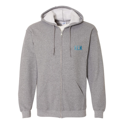 Men's R.E.M. Blue Gildan  Heavy Blend Full Zip Hooded Sweatshirt