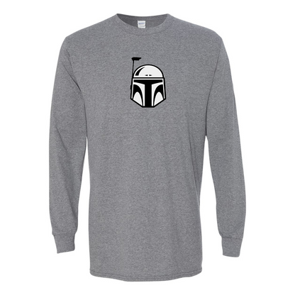 Men's Star Wars Boba Fett Helmet Gildan Heavy Cotton Long Sleeve T-Shirt