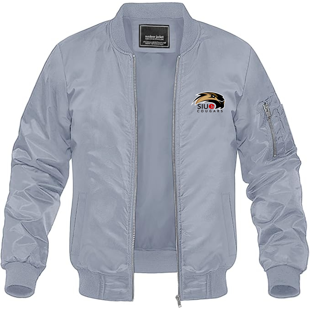 Men's SIU Edwardsville Cougars Logo Lightweight Bomber Jacket Windbreaker Softshell Varsity Jacket Coat