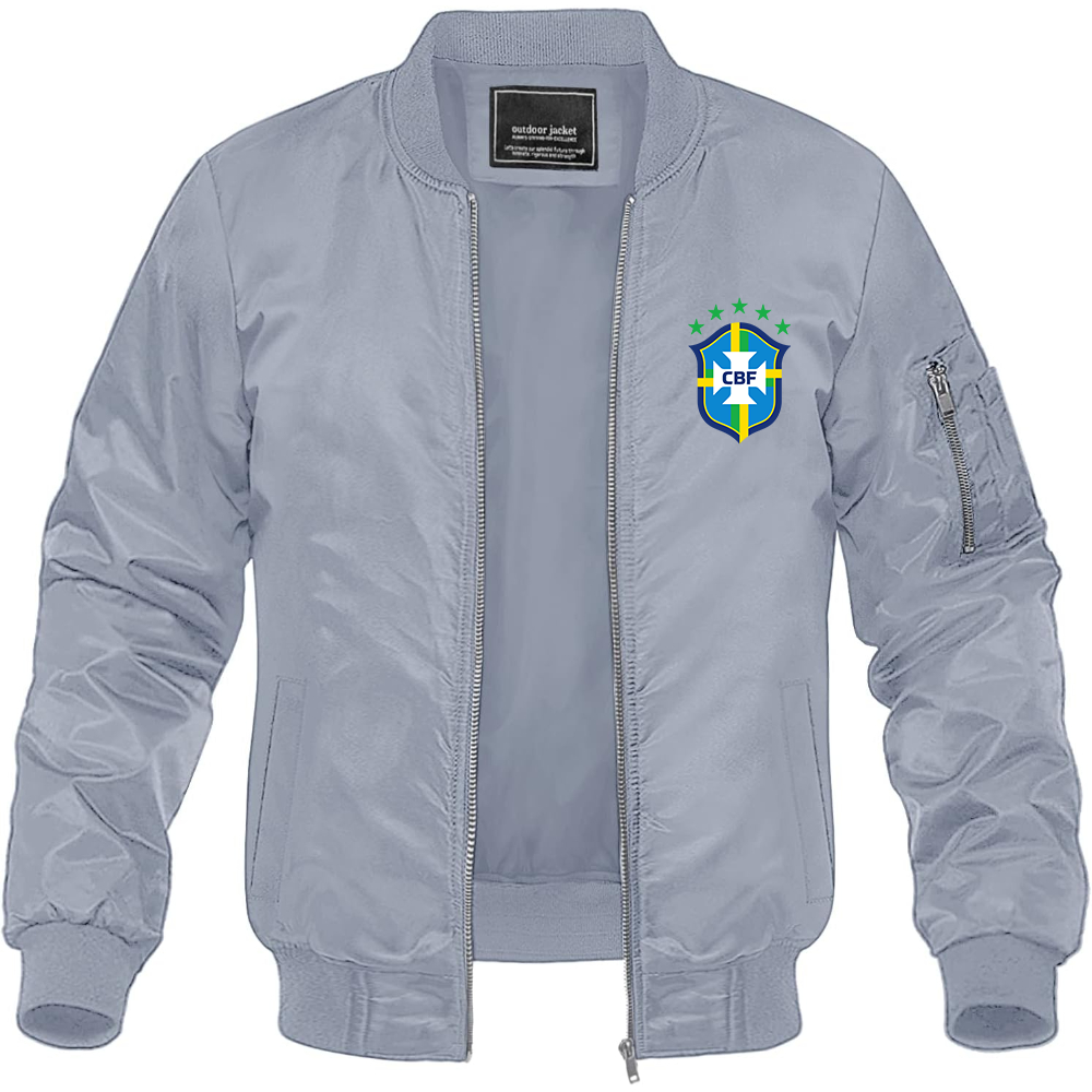 Men's Brazil National Soccer Team Lightweight Bomber Jacket - Grey