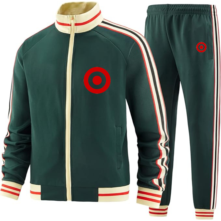 Men's Target   Two Piece Designer Tracksuit with Bold Striped Accents and Zippered Front Elevated Athletic