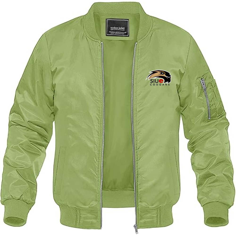 Men's SIU Edwardsville Cougars Logo Lightweight Bomber Jacket Windbreaker Softshell Varsity Jacket Coat