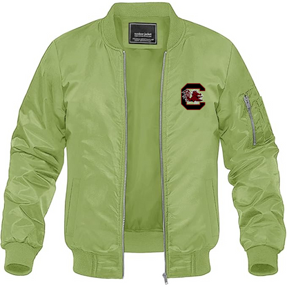 Men's South Carolina Gamecocks Logo Lightweight Bomber Jacket Windbreaker Softshell Varsity Jacket Coat