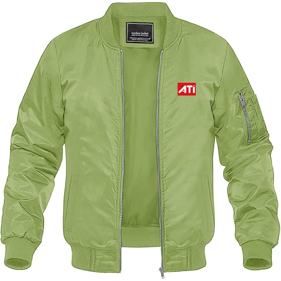 Men's ATI Logo Lightweight Bomber Jacket Windbreaker Softshell Varsity Jacket Coat