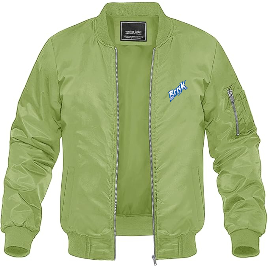 Men's Brisk Logo Lightweight Bomber Jacket Windbreaker Softshell Varsity Jacket Coat
