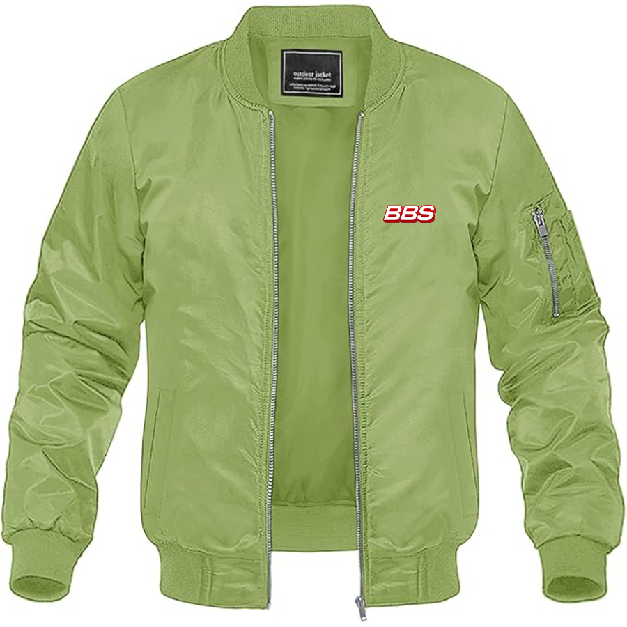 Men's BBS Logo Lightweight Bomber Jacket Windbreaker Softshell Varsity Jacket Coat