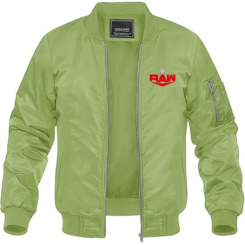 Men's WWE Raw  Lightweight Bomber Jacket Windbreaker Softshell Varsity Jacket Coat
