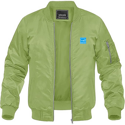 Men's Energy Star Logo Lightweight Bomber Jacket Windbreaker Softshell Varsity Jacket Coat