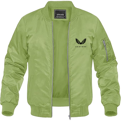 Men's Castore Logo Lightweight Bomber Jacket Windbreaker Softshell Varsity Jacket Coat