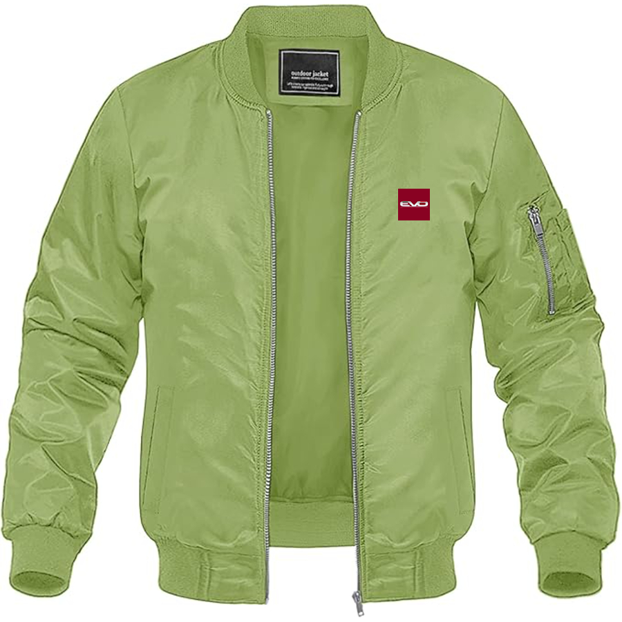 Men's EVO Logo Lightweight Bomber Jacket Windbreaker Softshell Varsity Jacket Coat