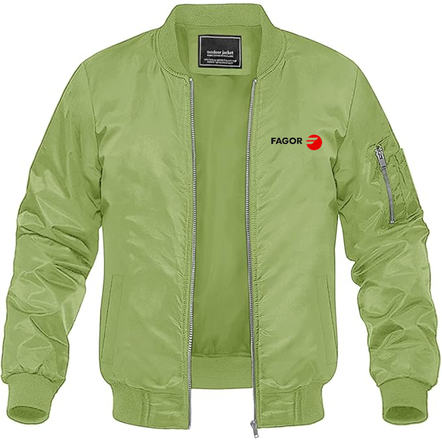 Men's Fagor Logo Lightweight Bomber Jacket Windbreaker Softshell Varsity Jacket Coat