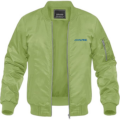 Men's Alpine Logo Lightweight Bomber Jacket Windbreaker Softshell Varsity Jacket Coat