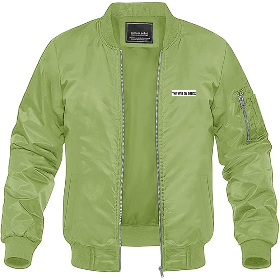 Men's The War on Drugs Logo Lightweight Bomber Jacket Windbreaker Softshell Varsity Jacket Coat