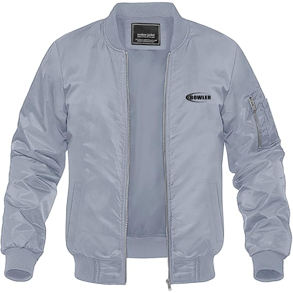 Men's Bowler Logo Lightweight Bomber Jacket Windbreaker Softshell Varsity Jacket Coat