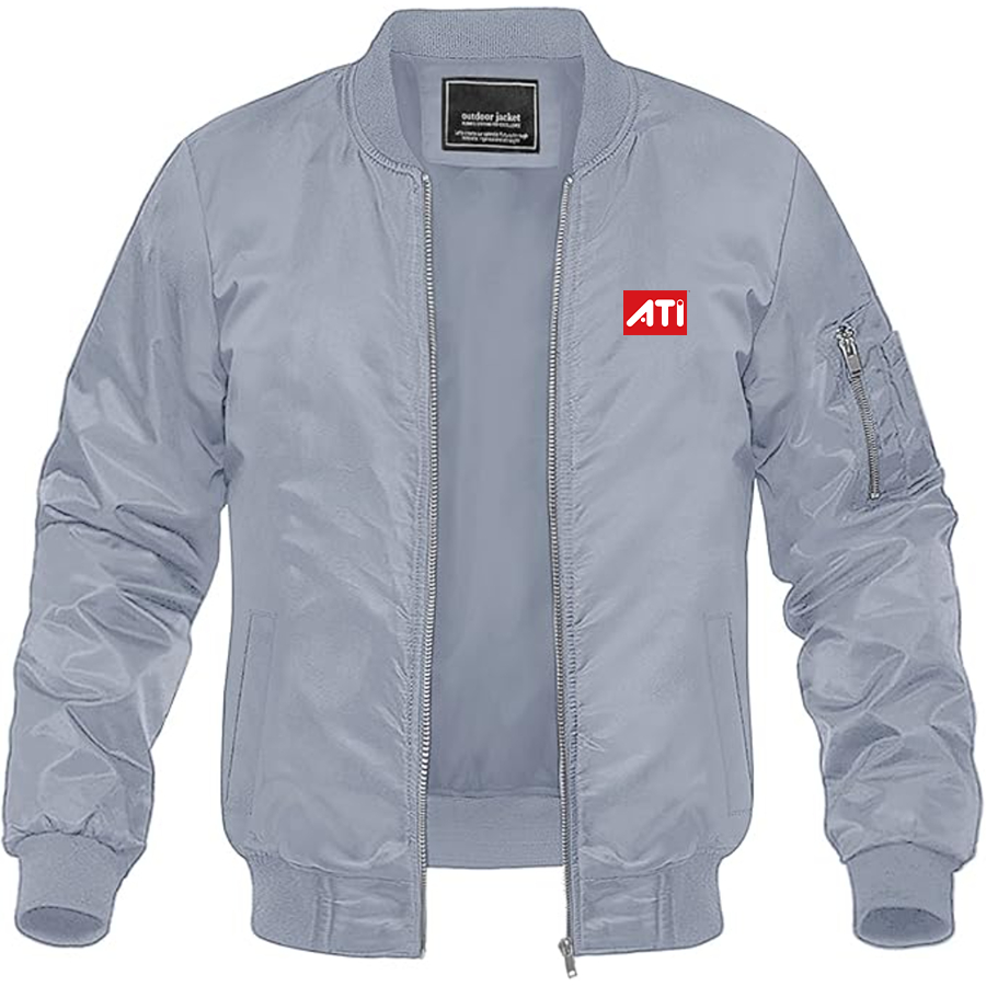 Men's ATI Logo Lightweight Bomber Jacket Windbreaker Softshell Varsity Jacket Coat