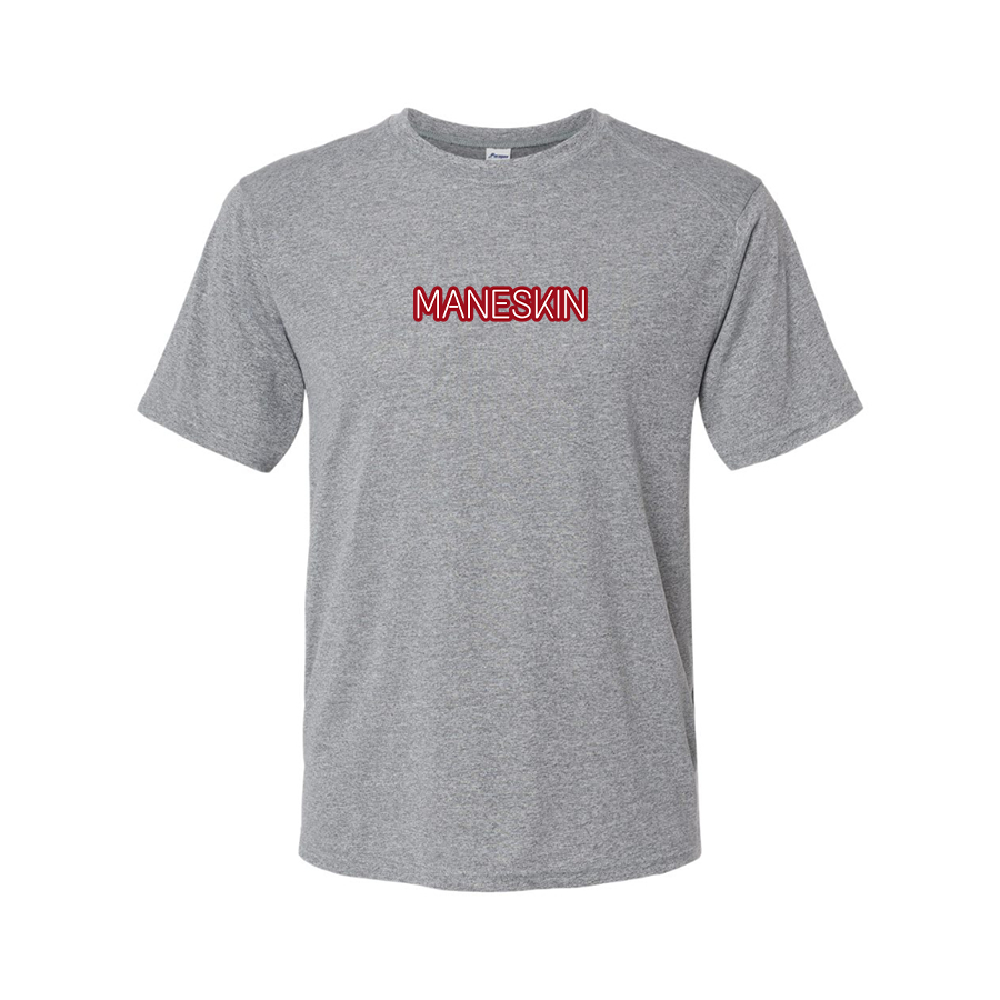 Men's Maneskin Red Neon Letter Logo Performance T-Shirt