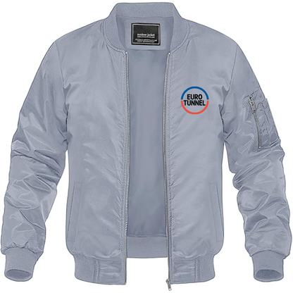 Men's  Eurotunnel   Logo Lightweight Bomber Jacket Windbreaker Softshell Varsity Jacket Coat