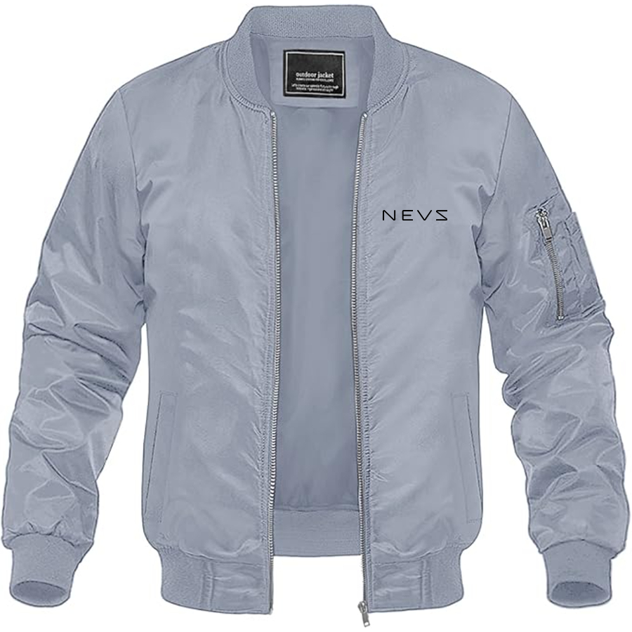 Men's NEVS Logo Lightweight Bomber Jacket Windbreaker Softshell Varsity Jacket Coat