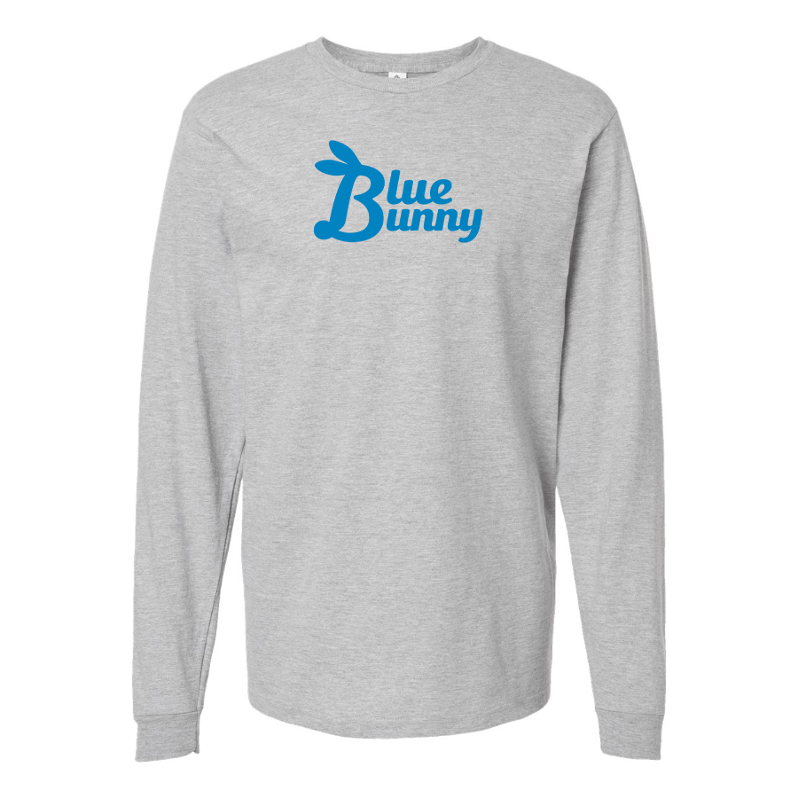 Men's Blue Bunny Logo Cotton Long Sleeve T-Shirt