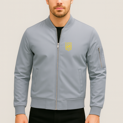 Men's FC Nantes Soccer Logo Lightweight Bomber Jacket Windbreaker Softshell Varsity Jacket Coat