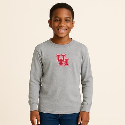 Youth Houston Cougars Logo Cotton Long Sleeve T-Shirt