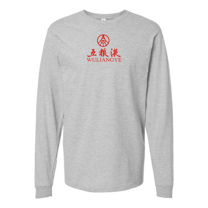 Men's Wuliangye Logo Cotton Long Sleeve T-Shirt