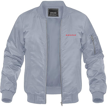 Men's Amana Logo Lightweight Bomber Jacket Windbreaker Softshell Varsity Jacket Coat