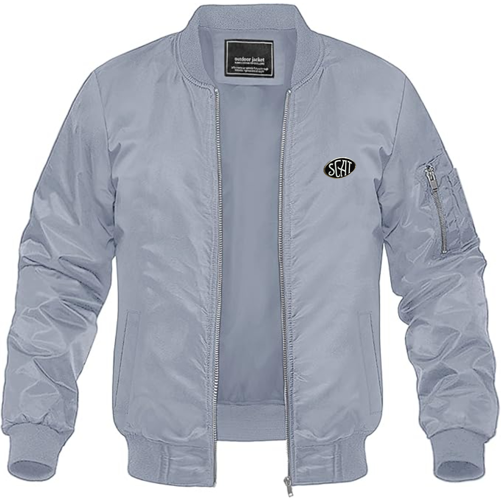 Men's SCAT Logo Lightweight Bomber Jacket Windbreaker Softshell Varsity Jacket Coat
