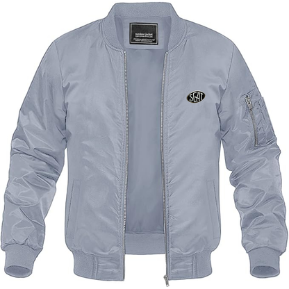 Men's SCAT Logo Lightweight Bomber Jacket Windbreaker Softshell Varsity Jacket Coat