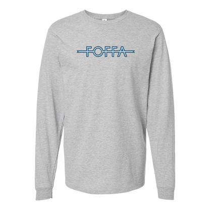 Men's Foffa Blue Logo Cotton Long Sleeve T-Shirt