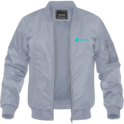 Men's Deliveroo Logo Lightweight Bomber Jacket Windbreaker Softshell Varsity Jacket Coat