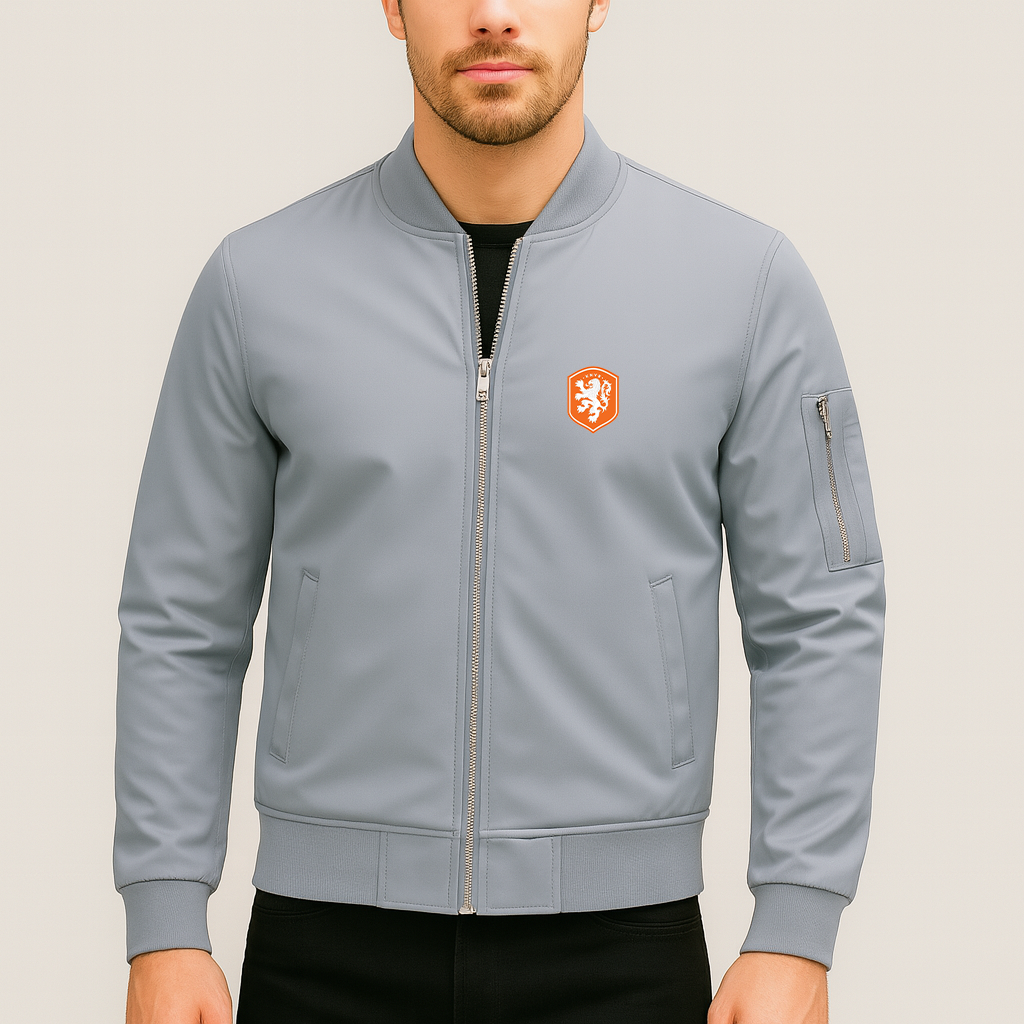 Men's Netherlands National Soccer Team Lightweight Bomber Jacket - Grey
