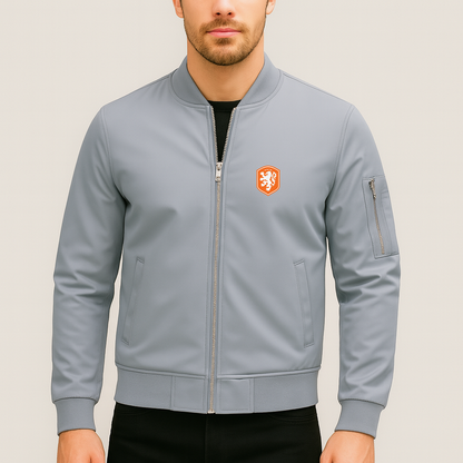 Men's Netherlands National Soccer Team Lightweight Bomber Jacket - Grey