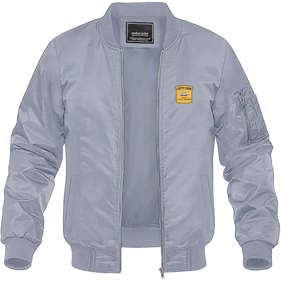 Men's Cutty Sark Logo Lightweight Bomber Jacket Windbreaker Softshell Varsity Jacket Coat