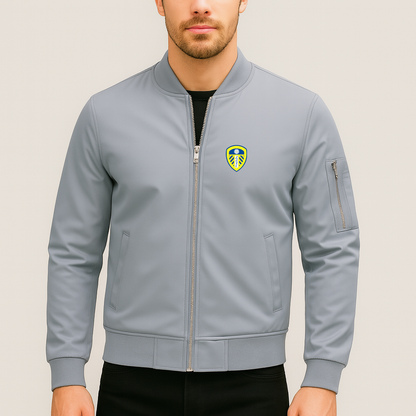 Men's Leeds United Football Club Lightweight Bomber Jacket - Grey