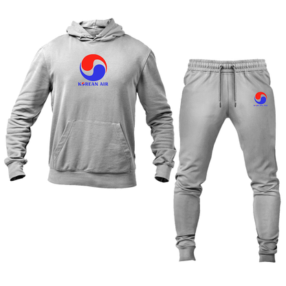 Men's Korean Air Logo  Hoodie Joggers Set