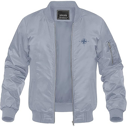 Men's Nato Emblem Logo Lightweight Bomber Jacket Windbreaker Softshell Varsity Jacket Coat