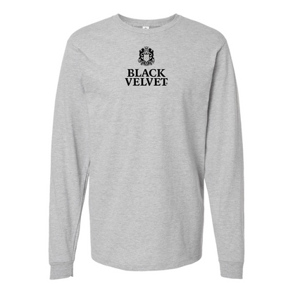 Men's Black Velvet Logo Cotton Long Sleeve T-Shirt
