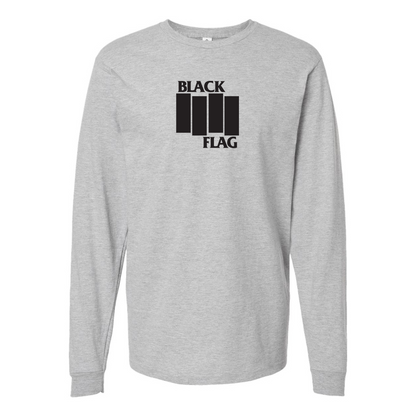 Men's Black Flag Logo Cotton Long Sleeve T-Shirt