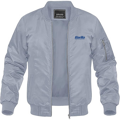 Men's Barilla Logo Lightweight Bomber Jacket Windbreaker Softshell Varsity Jacket Coat
