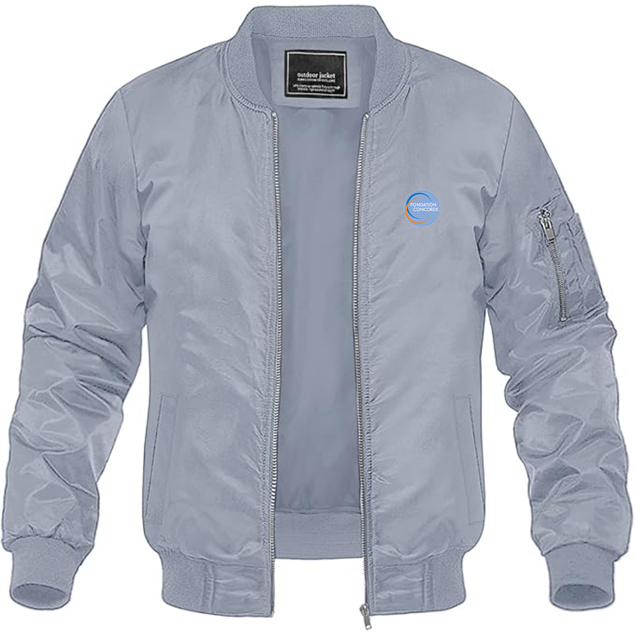 Men's Fondation Concorde Logo Lightweight Bomber Jacket Windbreaker Softshell Varsity Jacket Coat