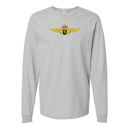 Men's Belgian Air Force Logo Cotton Long Sleeve T-Shirt