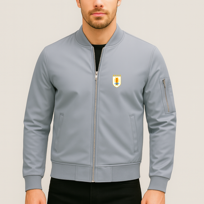 Men's Uruguay National Soccer Team Lightweight Bomber Jacket - Grey