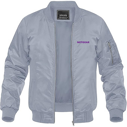 Men's Netgear Logo Lightweight Bomber Jacket Windbreaker Softshell Varsity Jacket Coat